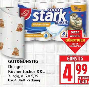 GUT& GÜNSTIG Design-Küchentücher XXL 8x64 Blatt