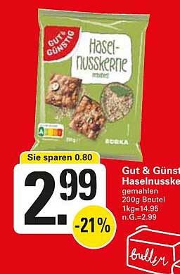 Gut & Günstig Haselnüsse gemahlen 200g Beutel