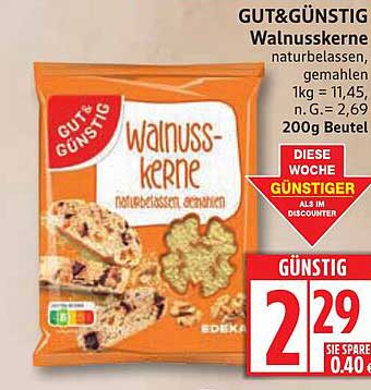 GUT&GENÜSTIG Walnusskerne, naturbelassen, gemahlen
