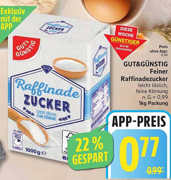 GUT&GÜNSTIG Feiner Raffinadezucker 1kg
