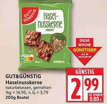 GUT&günstig Haselnusskerne, 200g Beutel