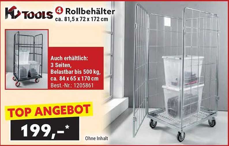 H-tools 4 Rollbehälter ca. 81,5 x 72 x 172 cm