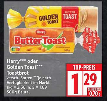 Harry oder Golden Toast Toastbrot 500g