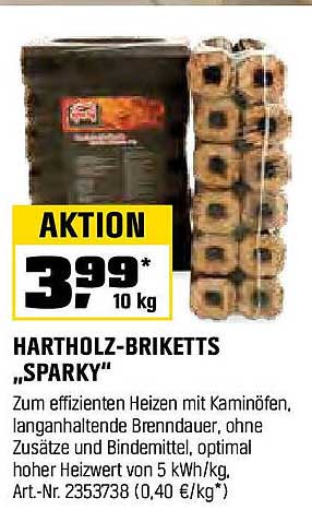 Hartholz-Briketts "Sparky" - 10 kg
