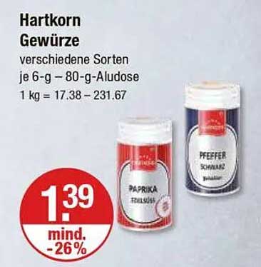 Hartkorn Gewürze - verschiedene Sorten je 6-g – 80-g-Aludose
