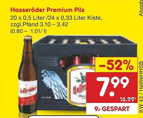 Hasseröder Premium Pils - 20 x 0,5 Liter Kiste