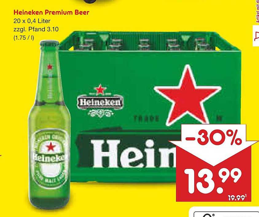 Heineken Premium Bier 20 x 0,4 Liter