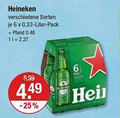 Heineken verschiedene Sorten je 6 x 0,33-Liter-Pack