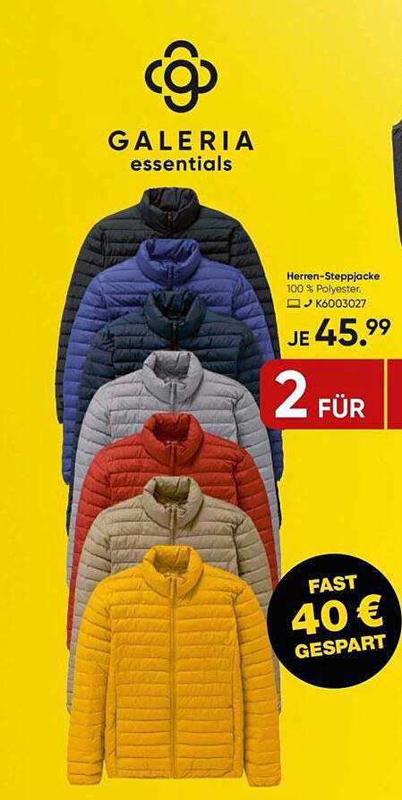 Herren-Steppjacke 100 % Polyester - 2 für 45,99 €