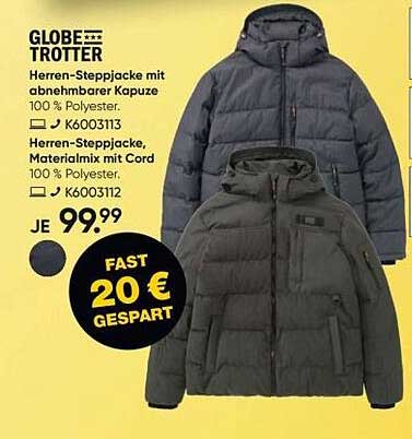 Herren-Steppjacke mit abnehmbarer Kapuze
