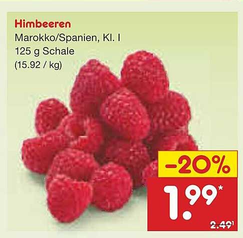 Himbeeren Marokko/Spanien, Kl. I – 125 g Schale