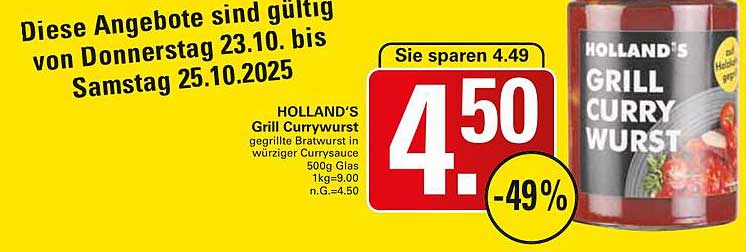 HOLLAND'S Grill Currywurst 500g Glas