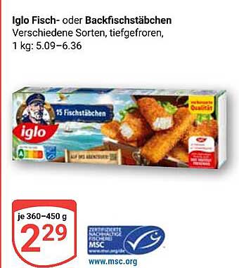 Iglo Fisch- oder Backfischstäbchen, tiefgefroren