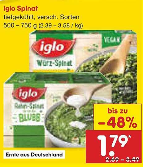 iglo Spinat, tiefgekühlt, versch. Sorten 500 – 750 g
