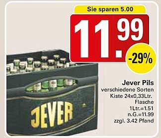 Jever Pils Kiste 24x0,33L Flasche
