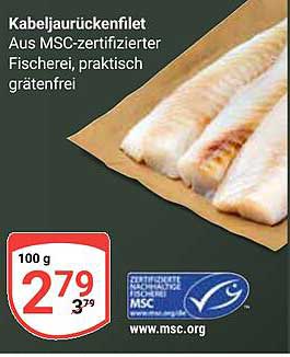 Kabeljau-Rückenfilet aus MSC-zertifizierter Fischerei