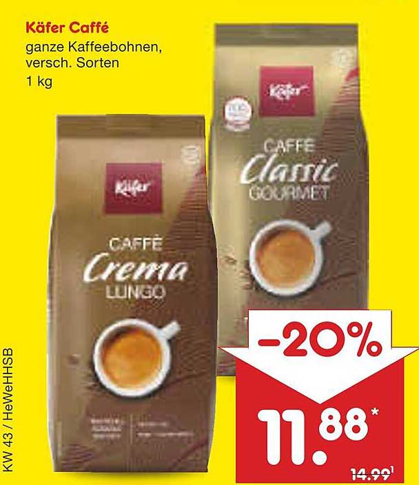 Käfer Caffé ganze Kaffeebohnen, verschiedene Sorten 1 kg