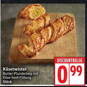 Käsetwister Butter-Plunderteig mit Käse-Senf-Füllung Stück