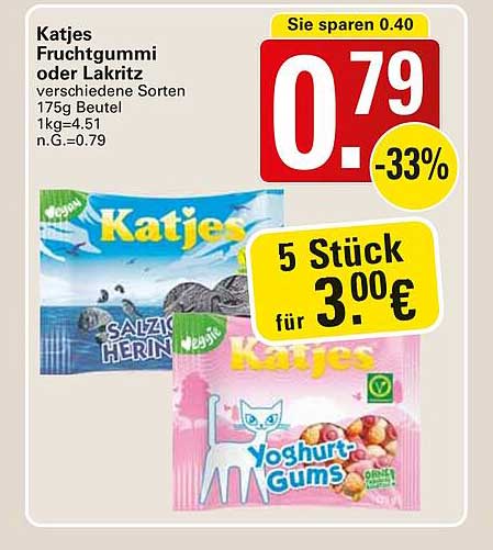 Katjes Fruchtgummi oder Lakritz 175g Beutel