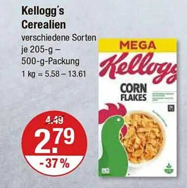 Kellogg's Cerealien - verschiedene Sorten je 205-g - 500-g-Packung