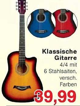 Klassische Gitarre 4/4 mit 6 Stahlsaiten, verschiedene Farben