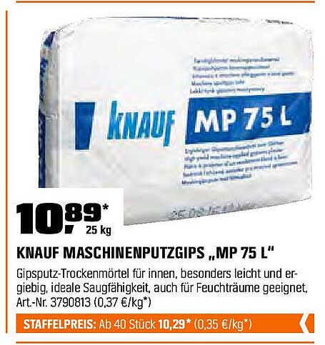 KNauf Maschinenputzgips "MP 75 L" 25 kg