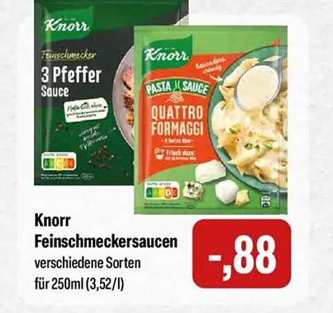 Knorr Feinschmeckersaucen verschiedene Sorten für 250ml (3,52€/l)
