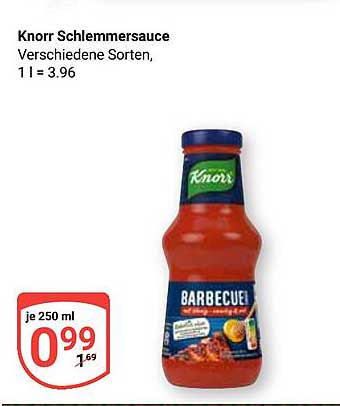 Knorr Schlemmersauce in verschiedenen Sorten, 250 ml für nur 0,99 €