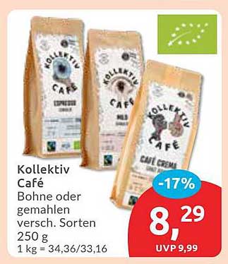 Kollektiv Café Bohne oder gemahlen verschiedene Sorten 250 g