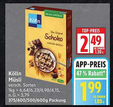 Kölln Müsli Schoko 375/400/500/600g - Jetzt zum Top-Preis!