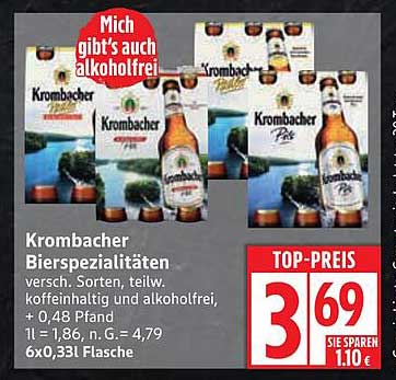 Krombacher Bierspezialitäten - Verschiedene Sorten, teilweise koffeinhaltig und alkoholfrei