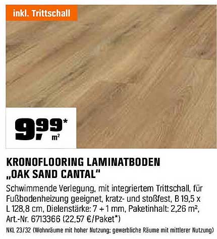 Kronoflooring Laminatboden "Oak Sand Cantal"