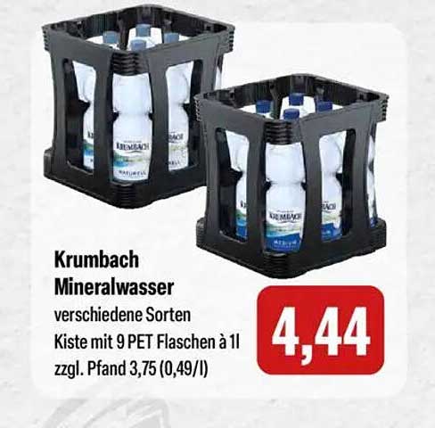 Krumbach Mineralwasser – Kiste mit 9 PET Flaschen à 1l