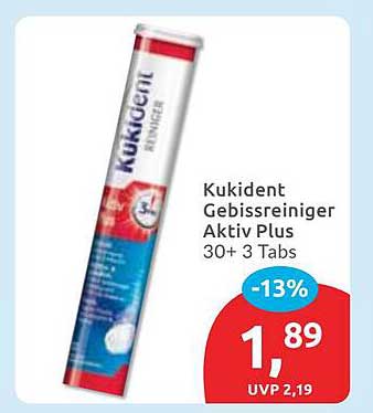 Kukident Gebissreiniger Aktiv Plus 30+3 Tabs