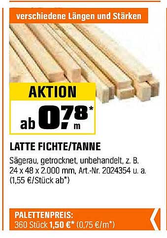 LATTE FICHTE/TANNE - Sägequalität für alle Projekte