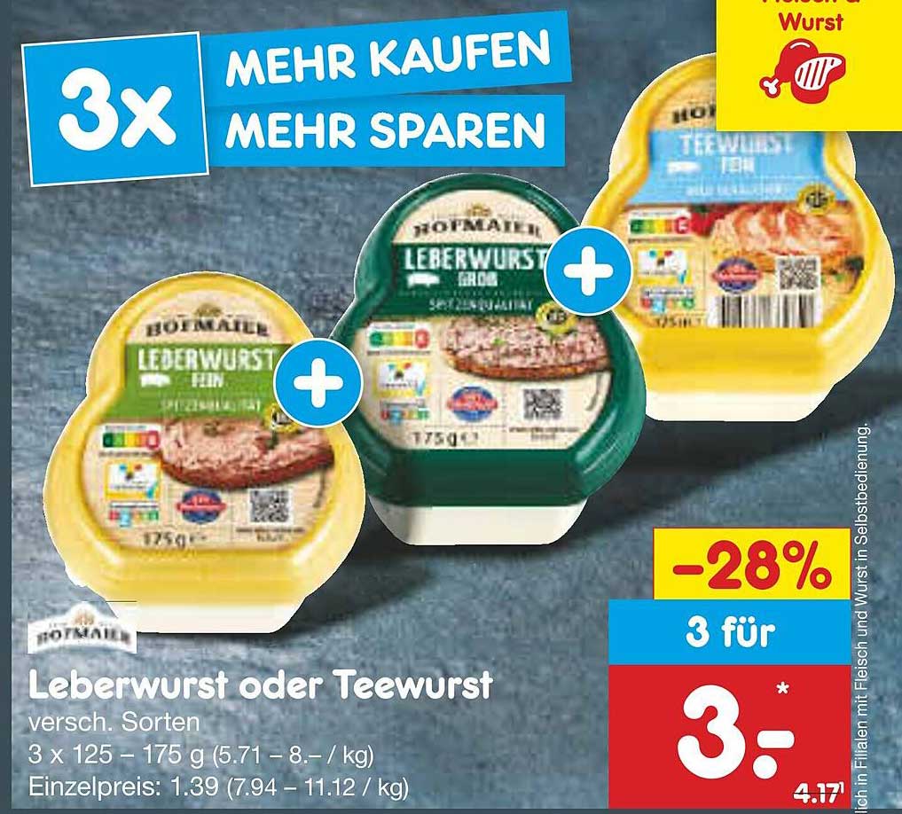 Leberwurst oder Teewurst – 3 für 3 €