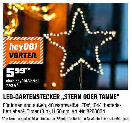 LED-Gartenstecker „Stern oder Tanne“