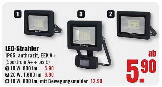 LED-Strahler IP65, anthrazit, EEK A+