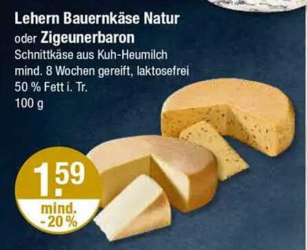 Lehern Bauernkäse Natur oder Zigeunerbaron
