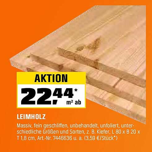 Leimholz - Massiv, fein geschliffen, unbehandelt