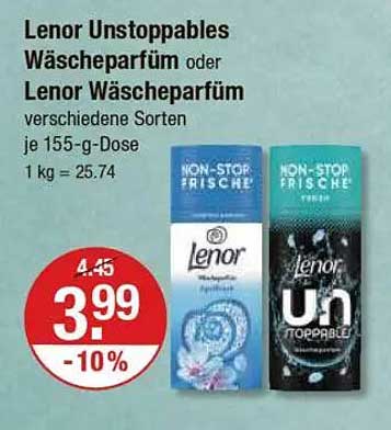 Lenor Unstoppables Wäscheparfüm oder Lenor Wäscheparfüm verschiedene Sorten 155-g-Dose