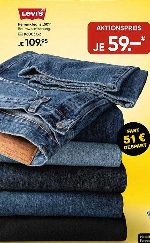 Levi's Herren-Jeans '501' Baumwollmischung