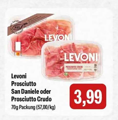Levoni Prosciutto San Daniele oder Prosciutto Crudo 70g Packung