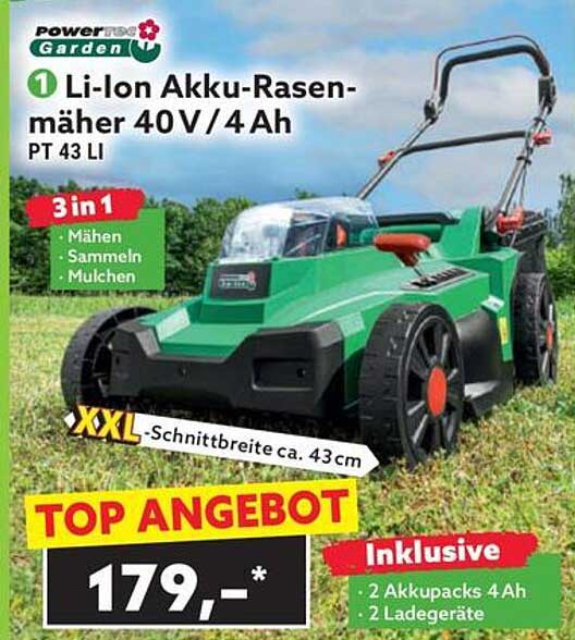 Li-Ion Akku-Rasenmäher 40V / 4Ah PT 43 LI