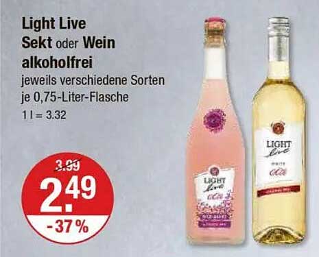 Light Live Sekt oder Wein alkoholfrei