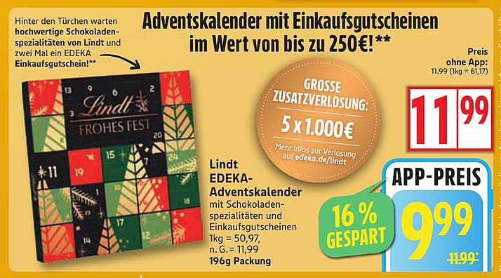 Lindt EDEKA-Adventskalender mit Einkaufsgutscheinen