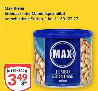 Max Kiene Erdnuss- oder Mandelspezialität 150-300 g