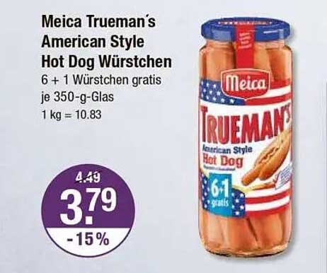 Meica Trueman's American Style Hot Dog Würstchen 6 + 1 gratis