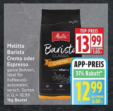 Melitta Barista Crema oder Espresso 1kg Beutel