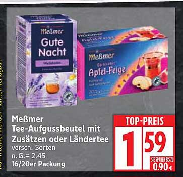 Meßmer Tee-Aufgussbeutel mit Zusätzen oder Länderttee (versch. Sorten)